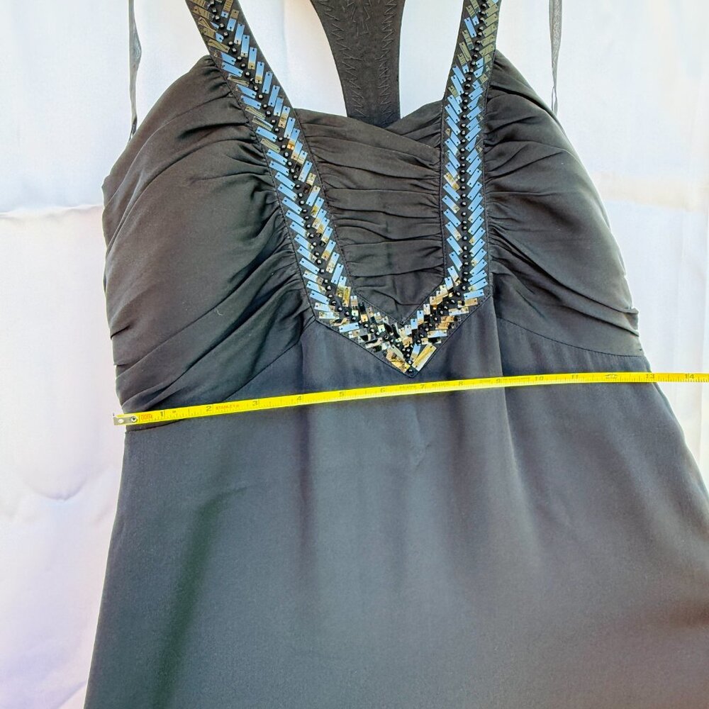 Antonio Melani Black Silk Beaded Halter Maxi Dress93%Silk Formal Gown,Size 4,NEW - Picture 11 of 16